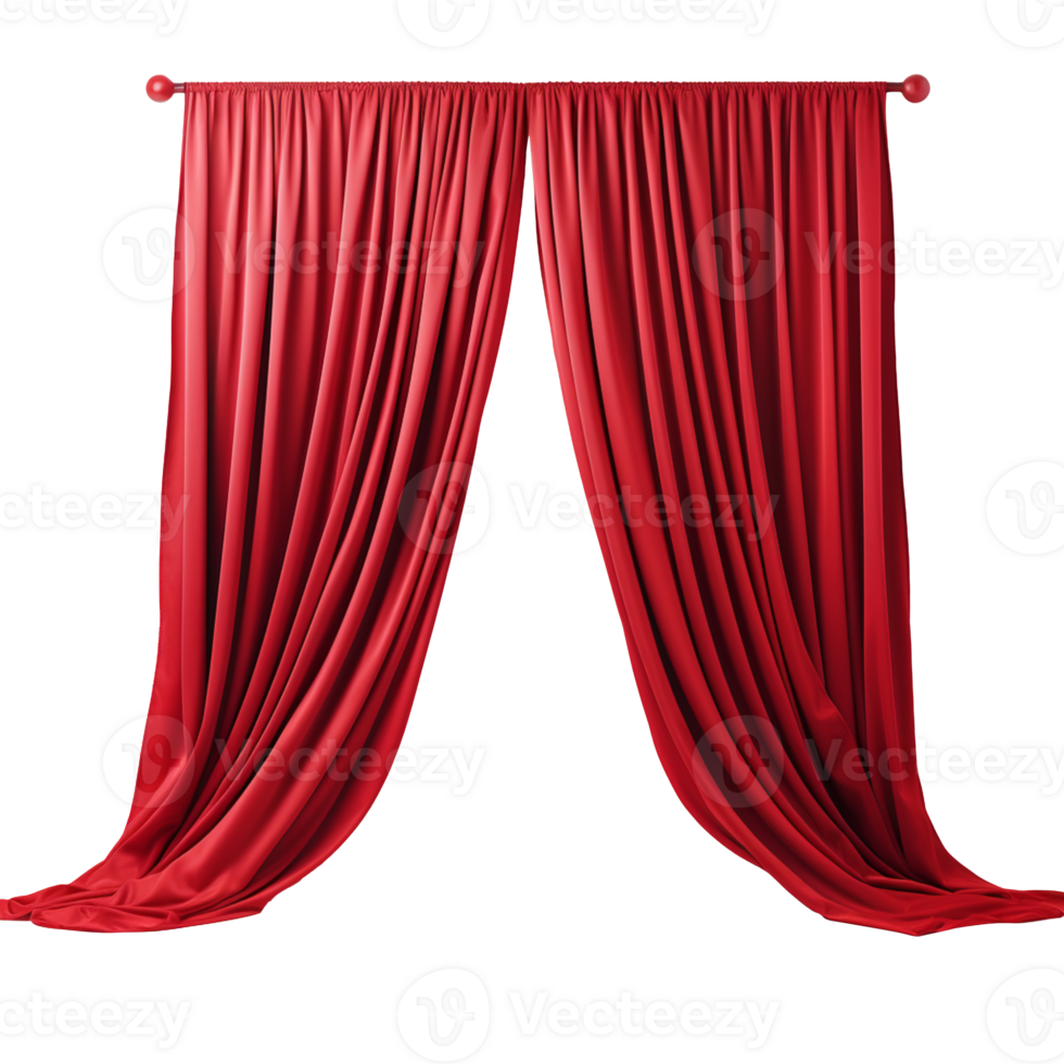 Red Window Curtain isolated on transparent background png