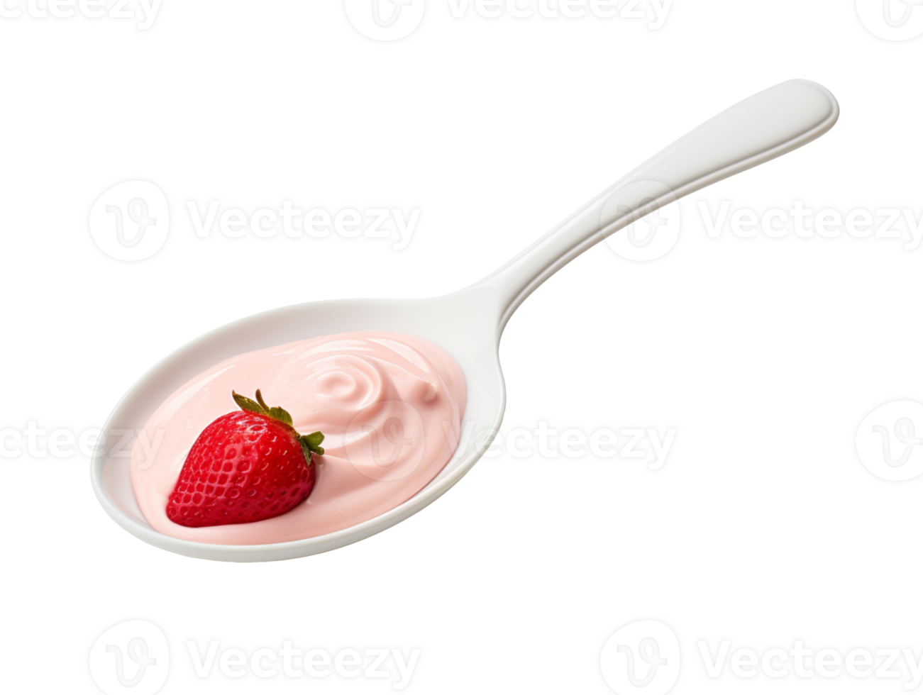 Strawberry yogurt spoon isolated on transparent background png