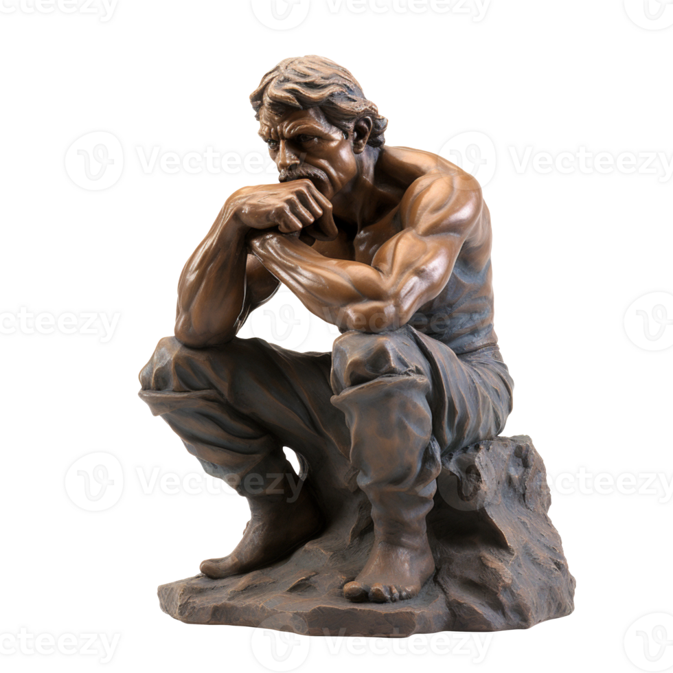 Thinking Man Sculpture isolated on transparent background png