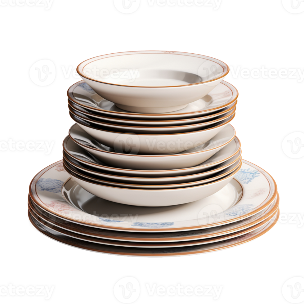 Stack of Dishes isolated on transparent background png