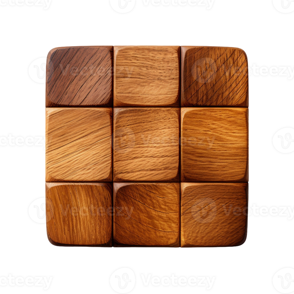 square wooden coaster isolated on transparent background png
