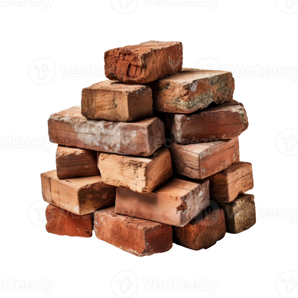 stack of bricks isolated on transparent background png