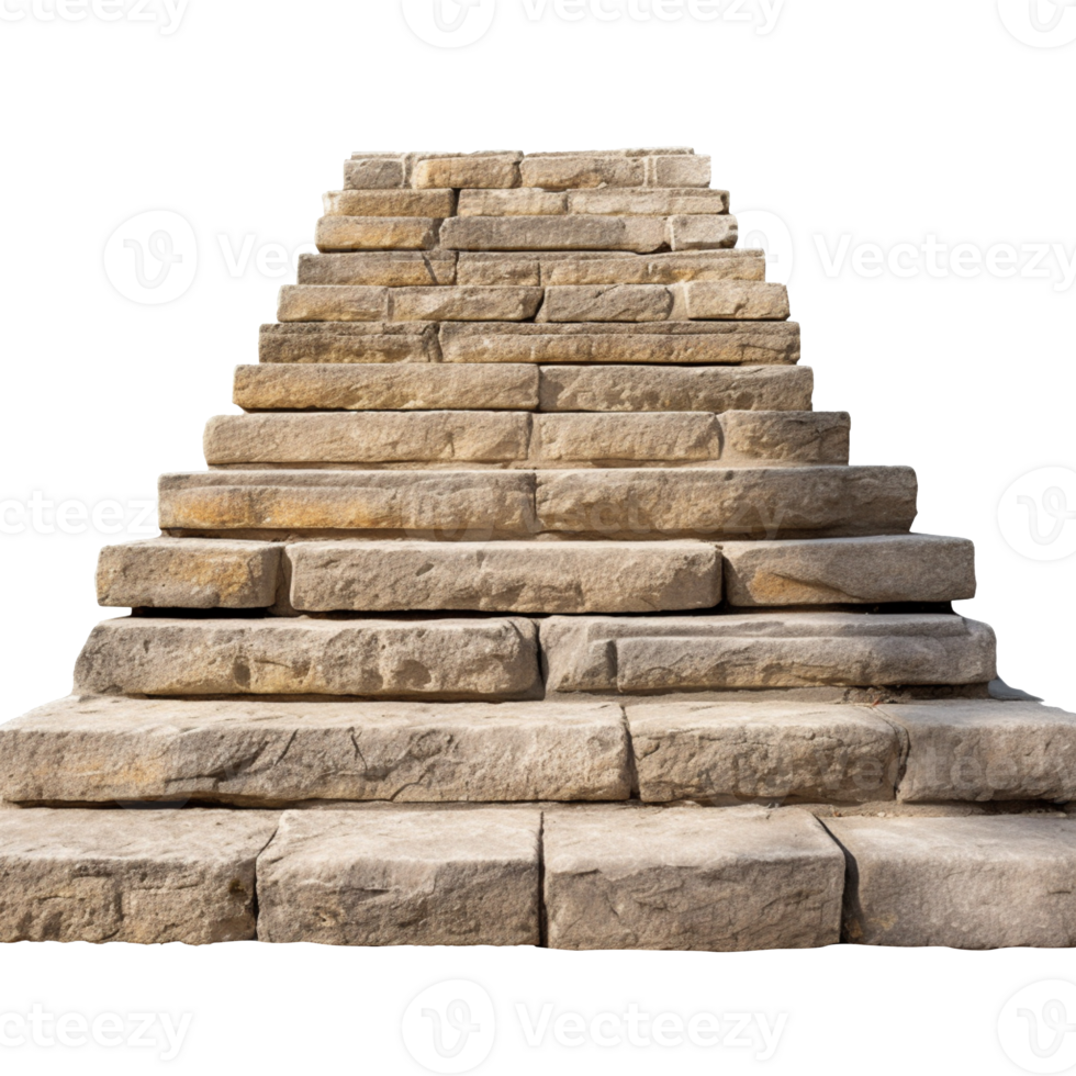 stairs made of large stone steps isolated on transparent background png