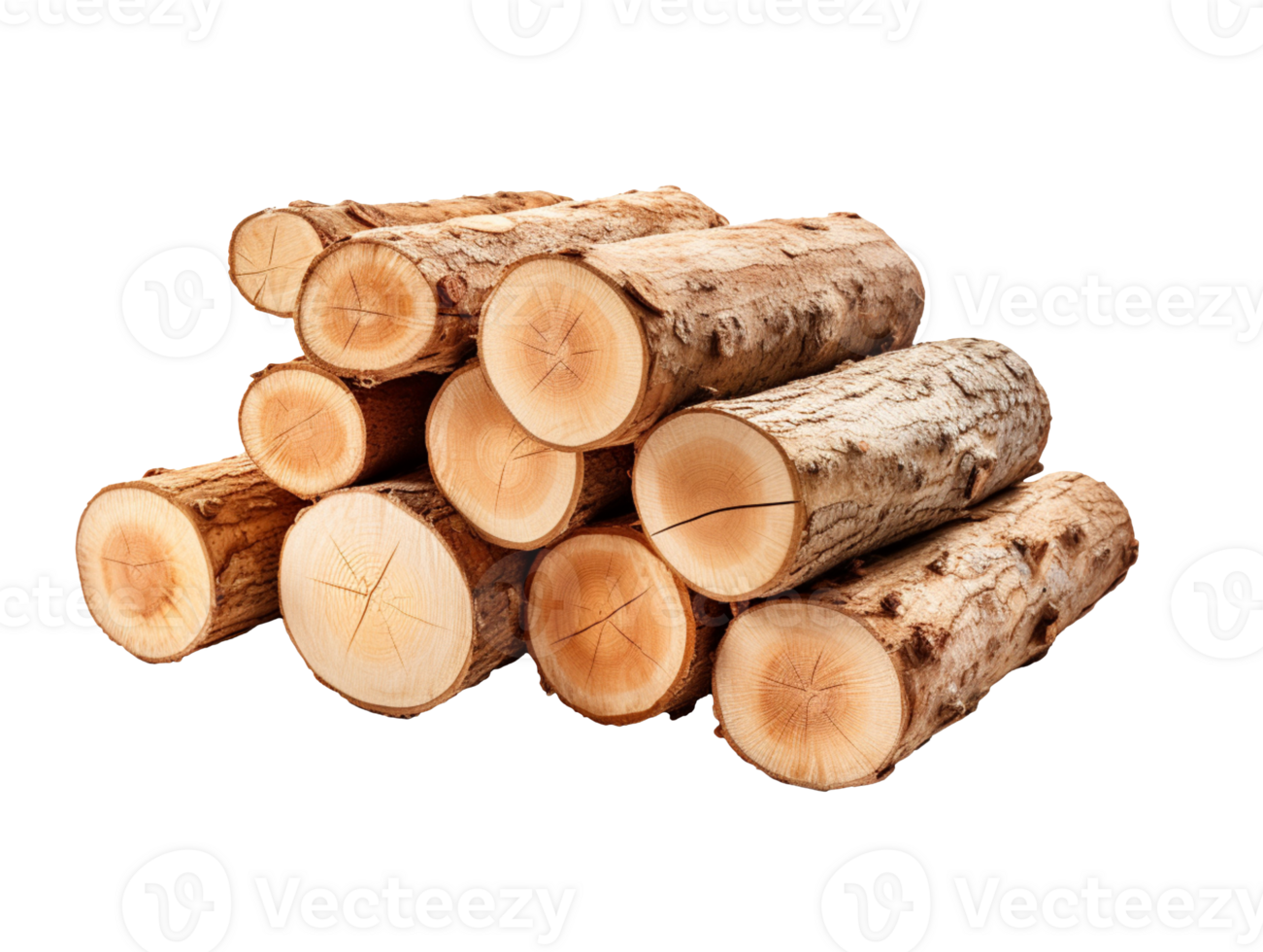 Stack of logs isolated on transparent background png