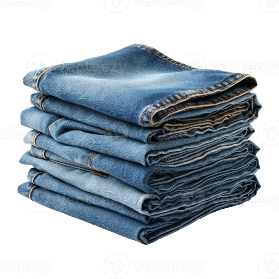 Stack of denim jeans isolated on transparent background png