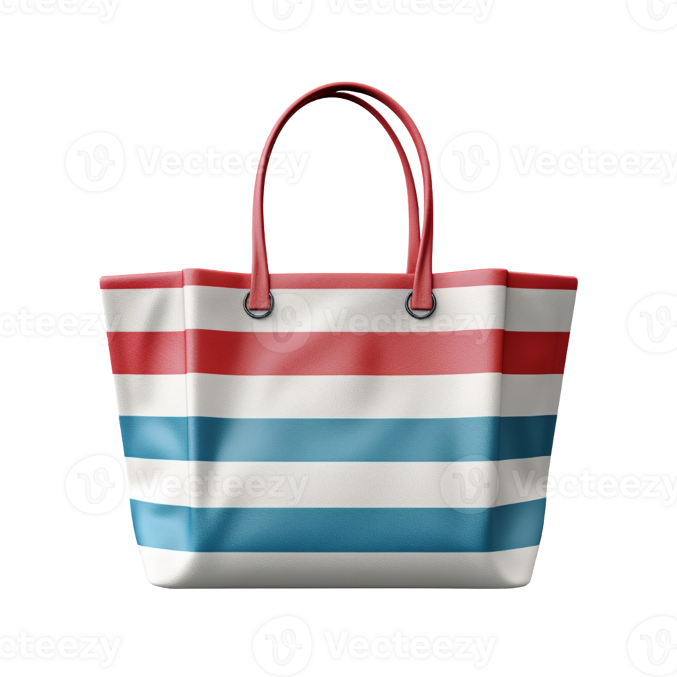 Striped beach bag isolated on transparent background png
