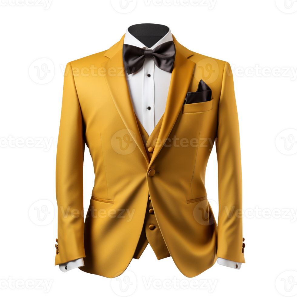 yellow tuxedo suit isolated on transparent background png