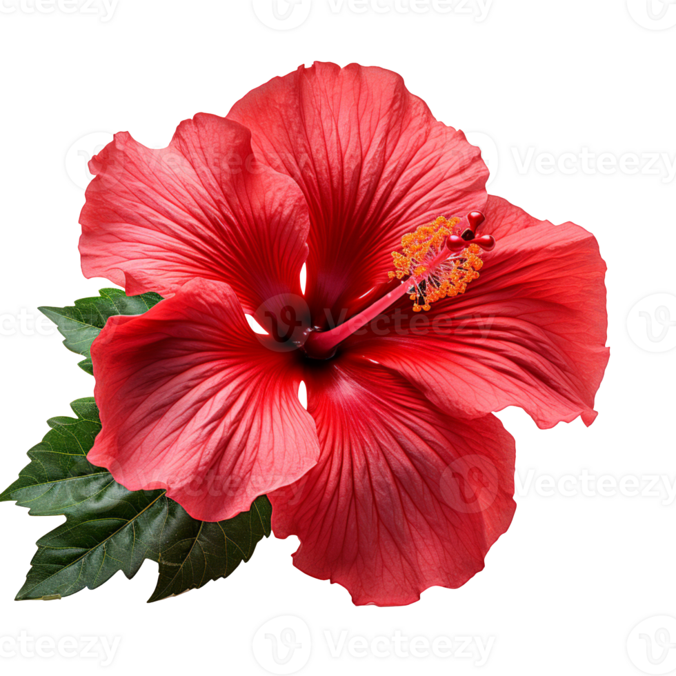 Tropical Red Hibiscus flower isolated on transparent background png