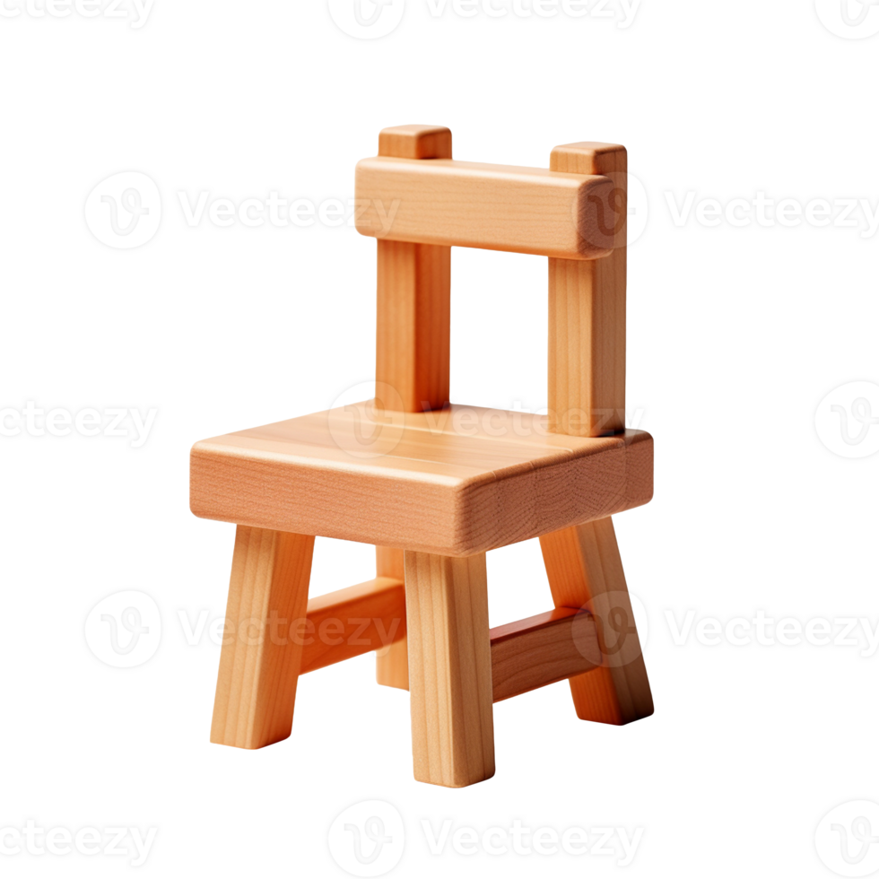 Tiny Wooden Toy Chair isolated on transparent background png