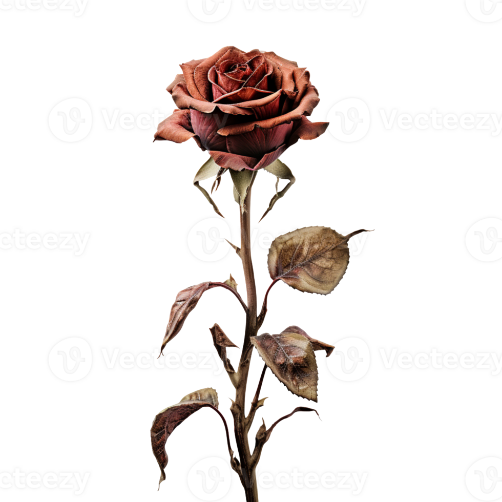 Withered dry rose isolated on transparent background png