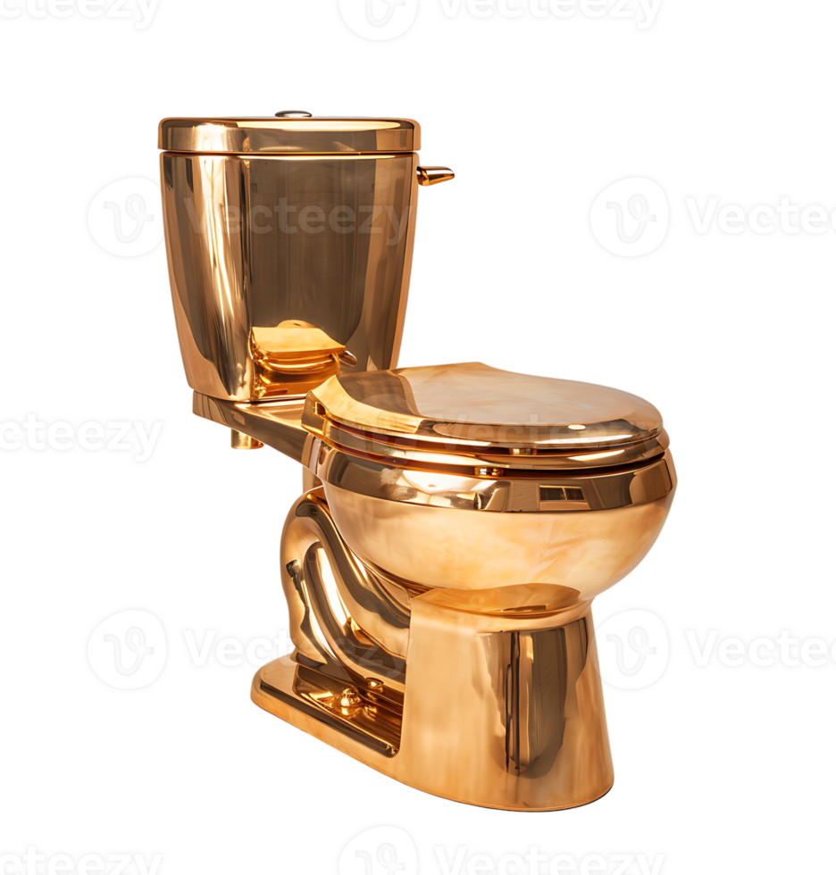 Toilet golden on isolated transparent background png