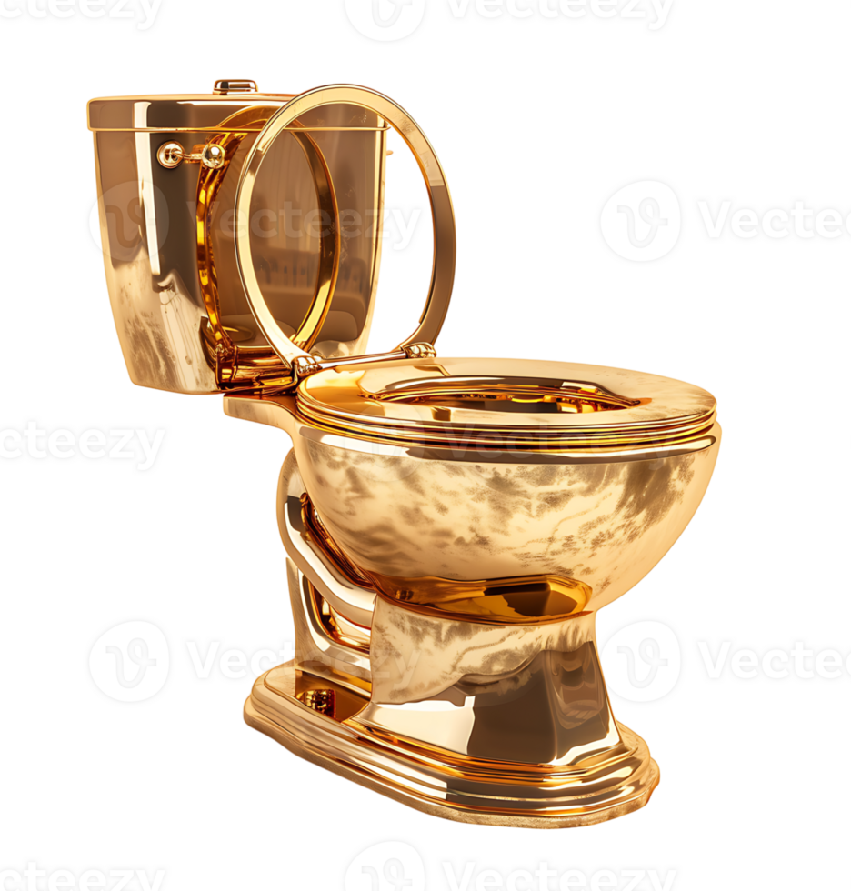 Toilet golden on isolated transparent background png