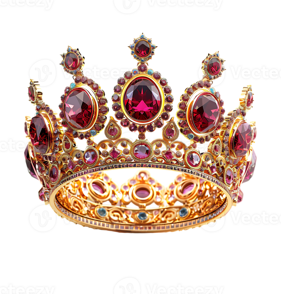 Gold crown on isolated transparent background png