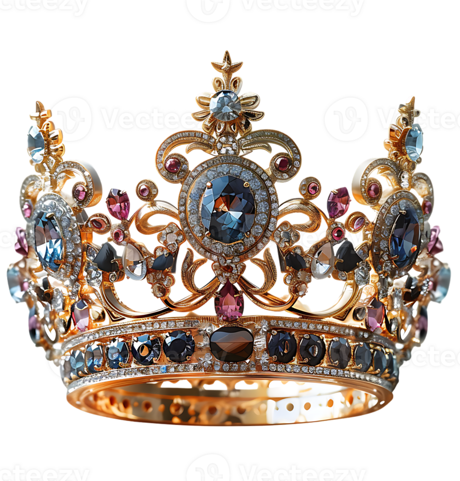 Gold crown on isolated transparent background png