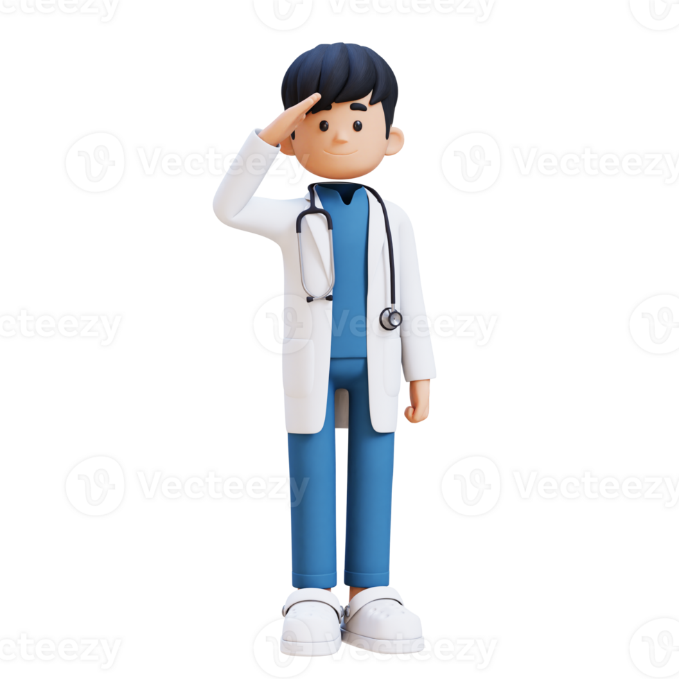 3D Doctor Character in Salute Pose. Suitable for Medical content png
