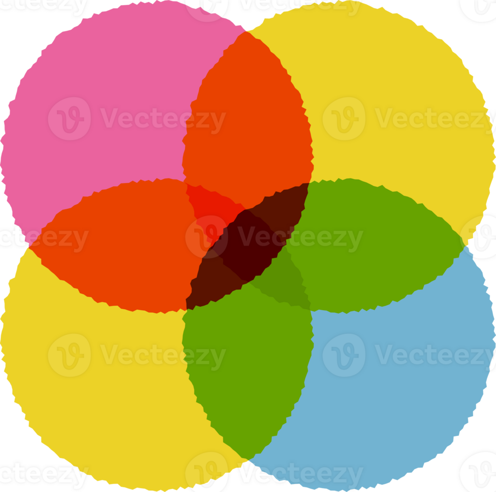 Venn diagram. Circle intersection for infographic. 4 four graph template. Graphic design for business infographic. Risograph maths object. Circular schema and logic process illustration. png