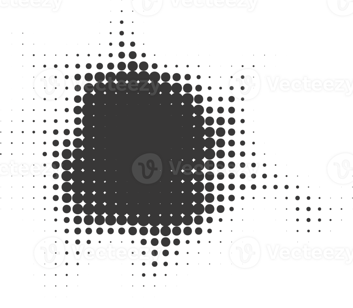 Halftone dotted shape. Paint blob with noisy effect. Abstract splatter shape png