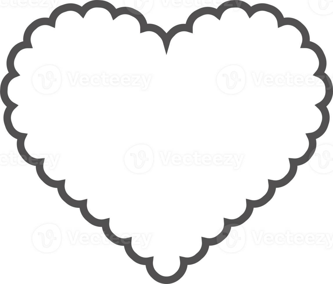 Scallop edge heart frame. Outline shape with lace png