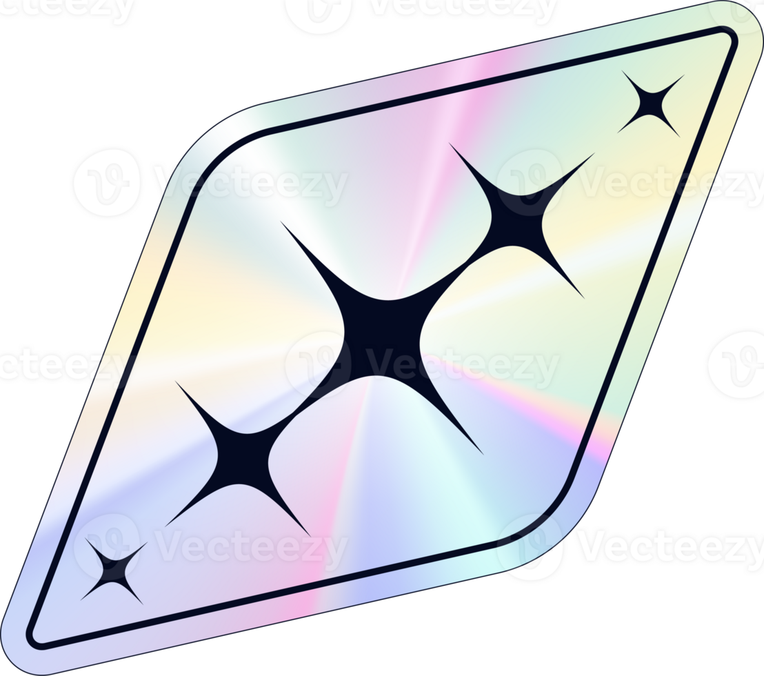 Y2k holographic sticker star png