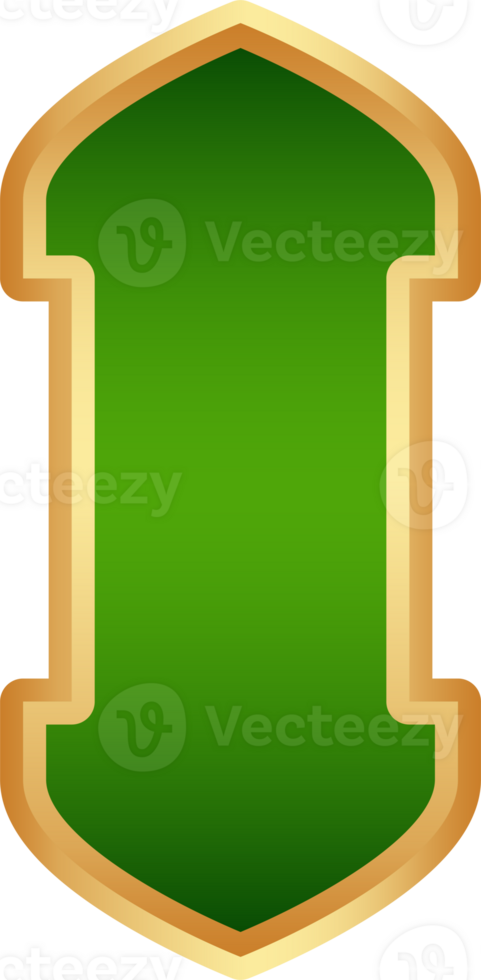 Ramadan golden frame. Islamic window shape. Arabic arch. Muslim vintage border for design with green background. Indian decoration in oriental style. png