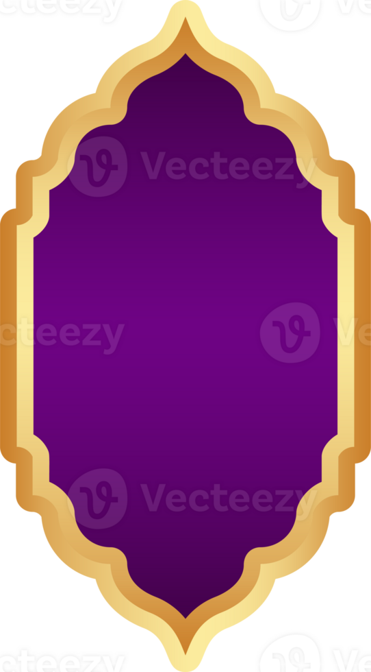 Ramadan golden frame. Islamic window shape. Arabic arch. Muslim vintage border for design with purple background. Indian decoration in oriental style. png