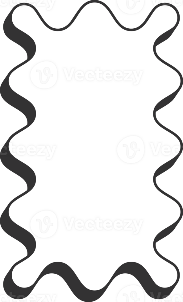 Wavy rectangle frame. Scallop edge box. Squiggle wavy border. Groovy zigzag abstract shape. Cute square aesthetic banner. png