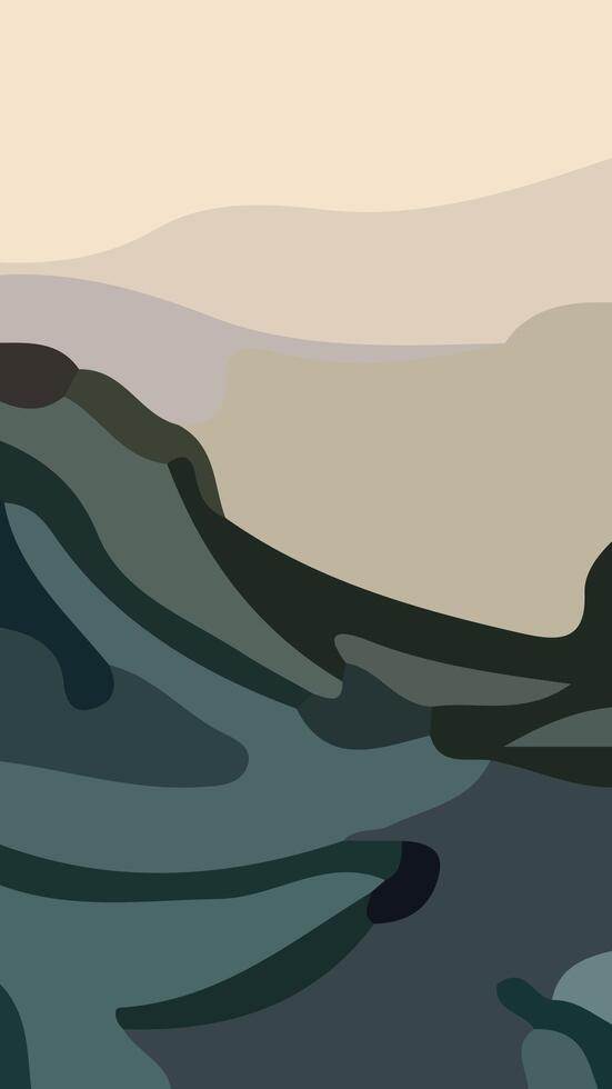 Aesthetic abstract composition with much unique combination of shapes and green colors vector
