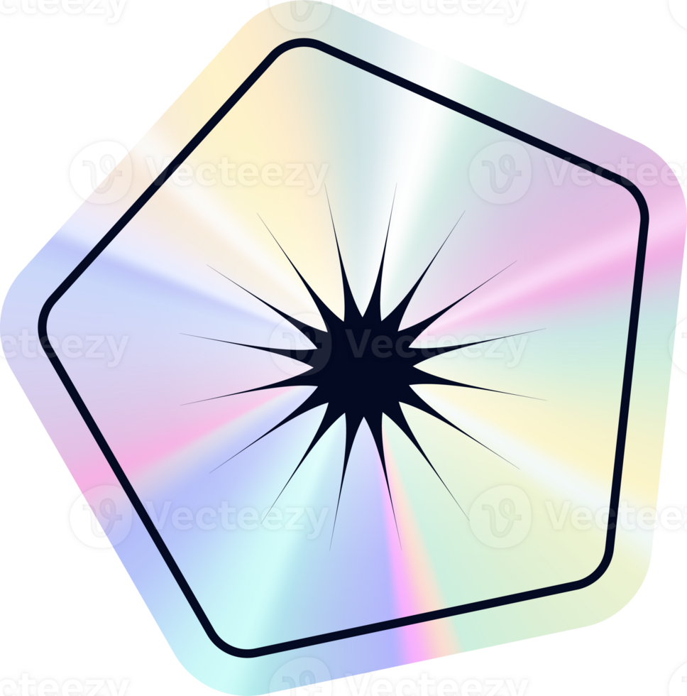 Y2k holographic sticker star png