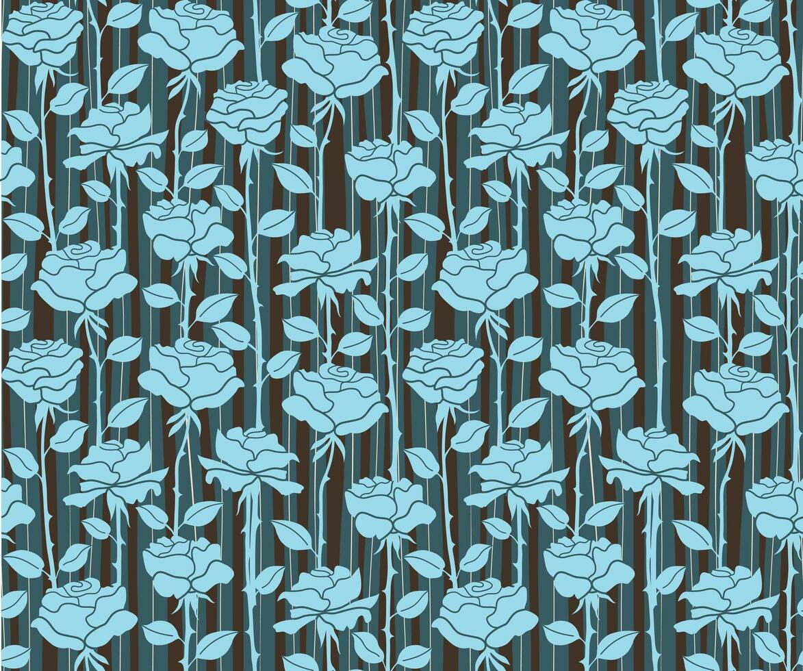 Roses on a blue seamless background. vector