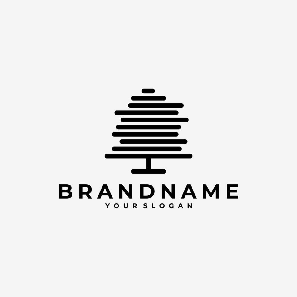 TREE LINE ART STACK BOLD MINIMALIST LOGO ICON ILLUSTRATION vector