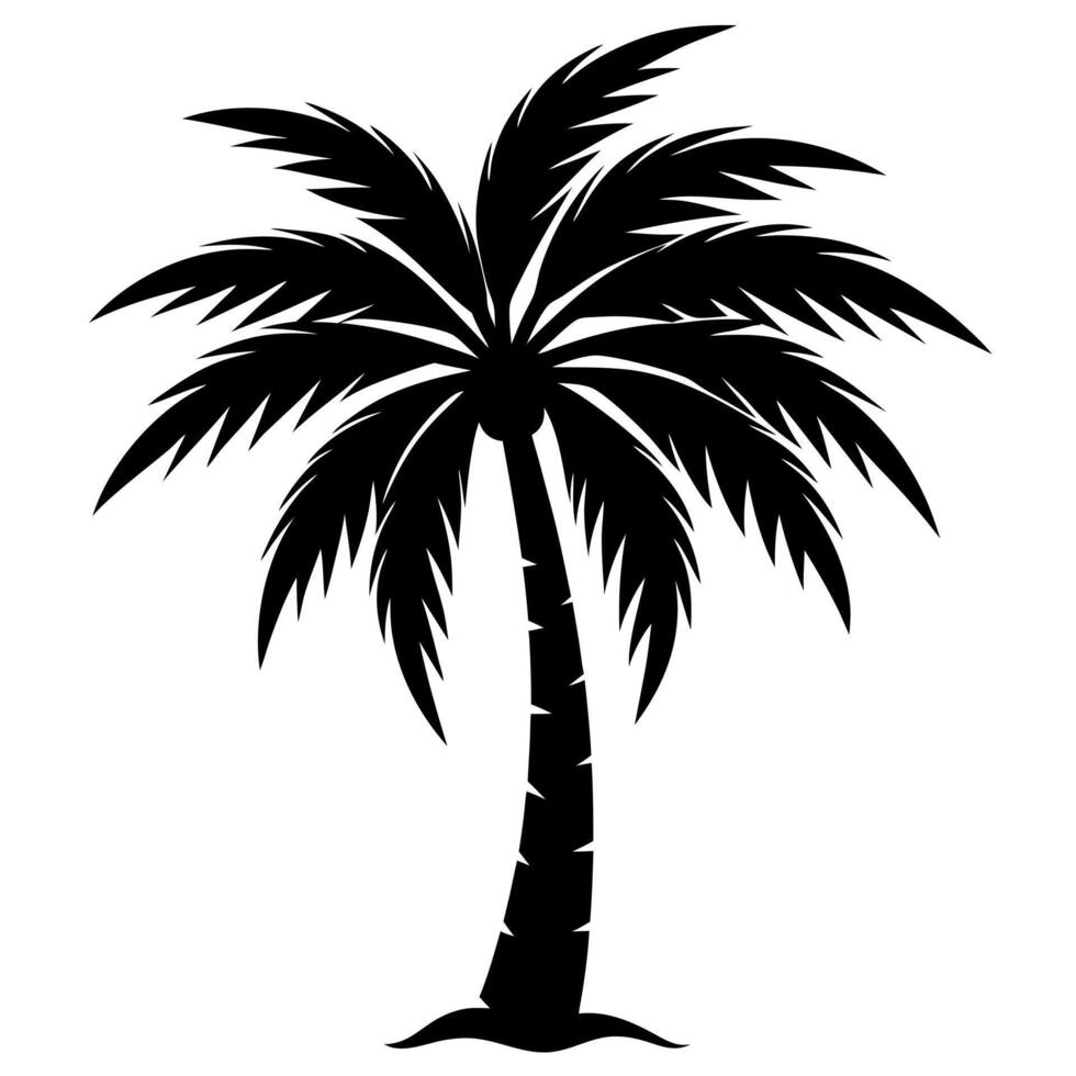 palm tree silhouette on white background vector