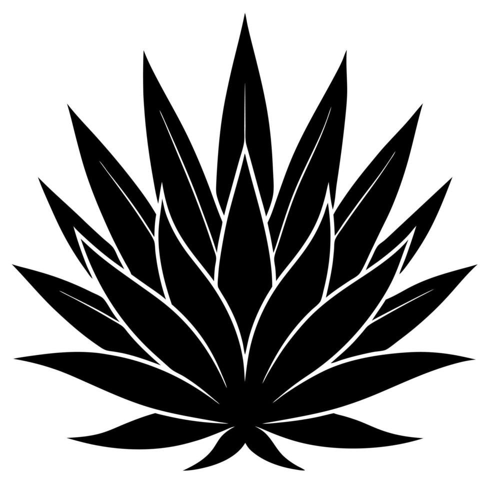 a black and white illustration of a agave silhouette vector