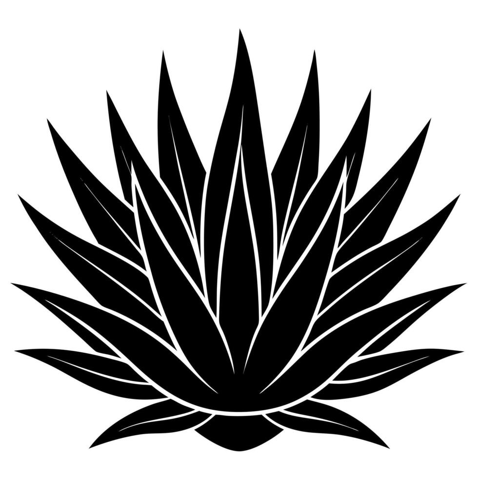 a black and white illustration of a agave silhouette vector