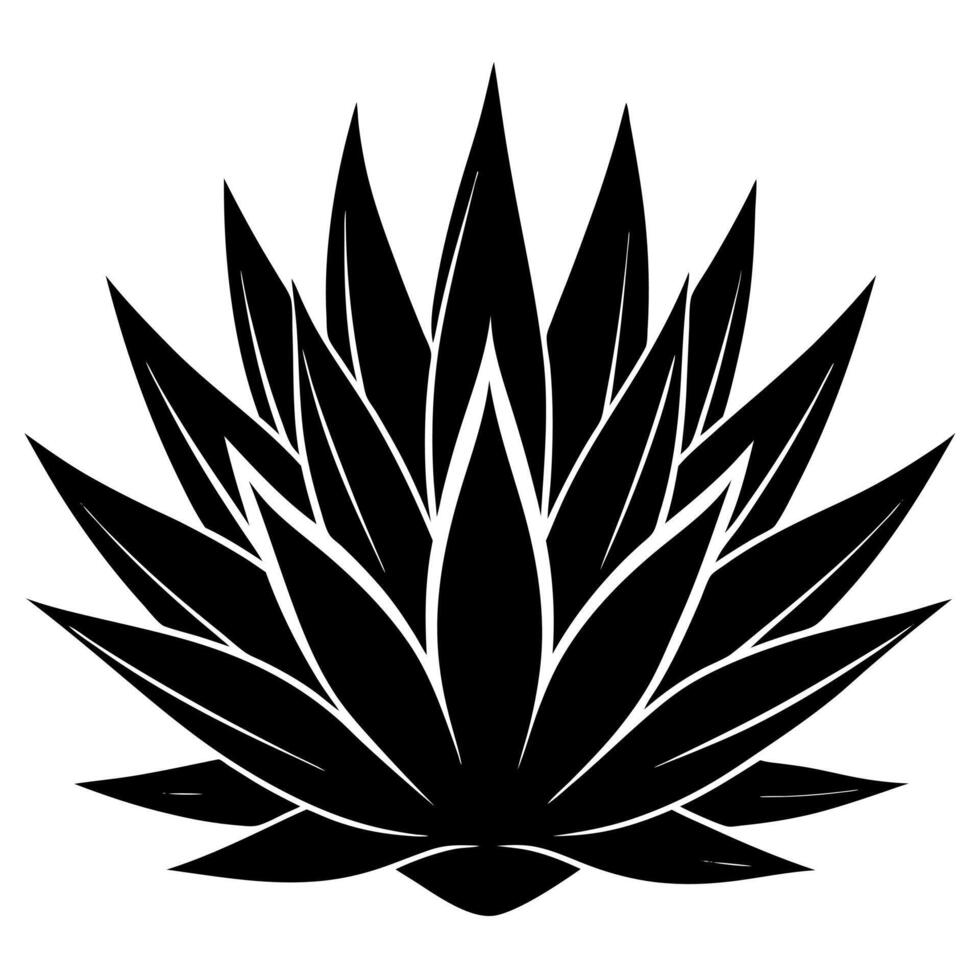 a black and white illustration of a agave silhouette vector