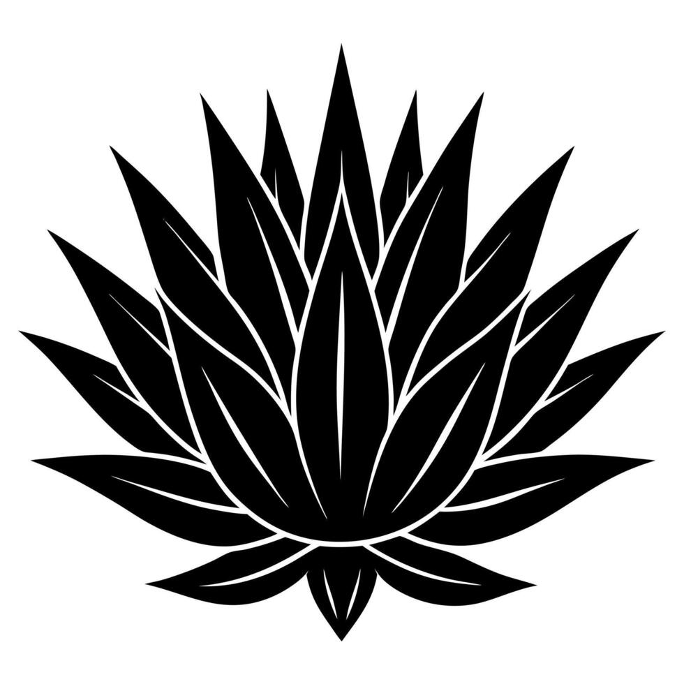 a black and white illustration of a agave silhouette vector
