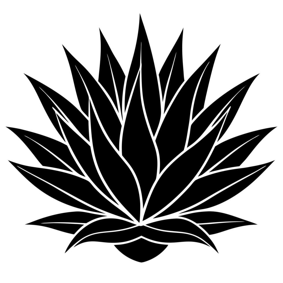 a black and white illustration of a agave silhouette vector