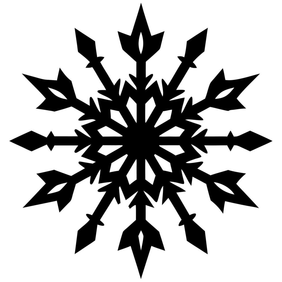 a black and white snowflake silhouette design on a white background vector