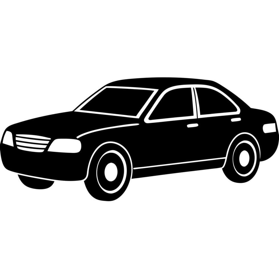 a black car silhouette icon on a white background vector