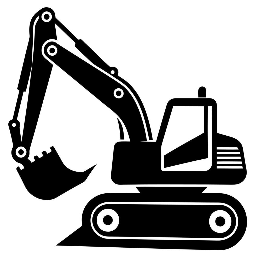 an excavator is shown in silhouette on a white background vector