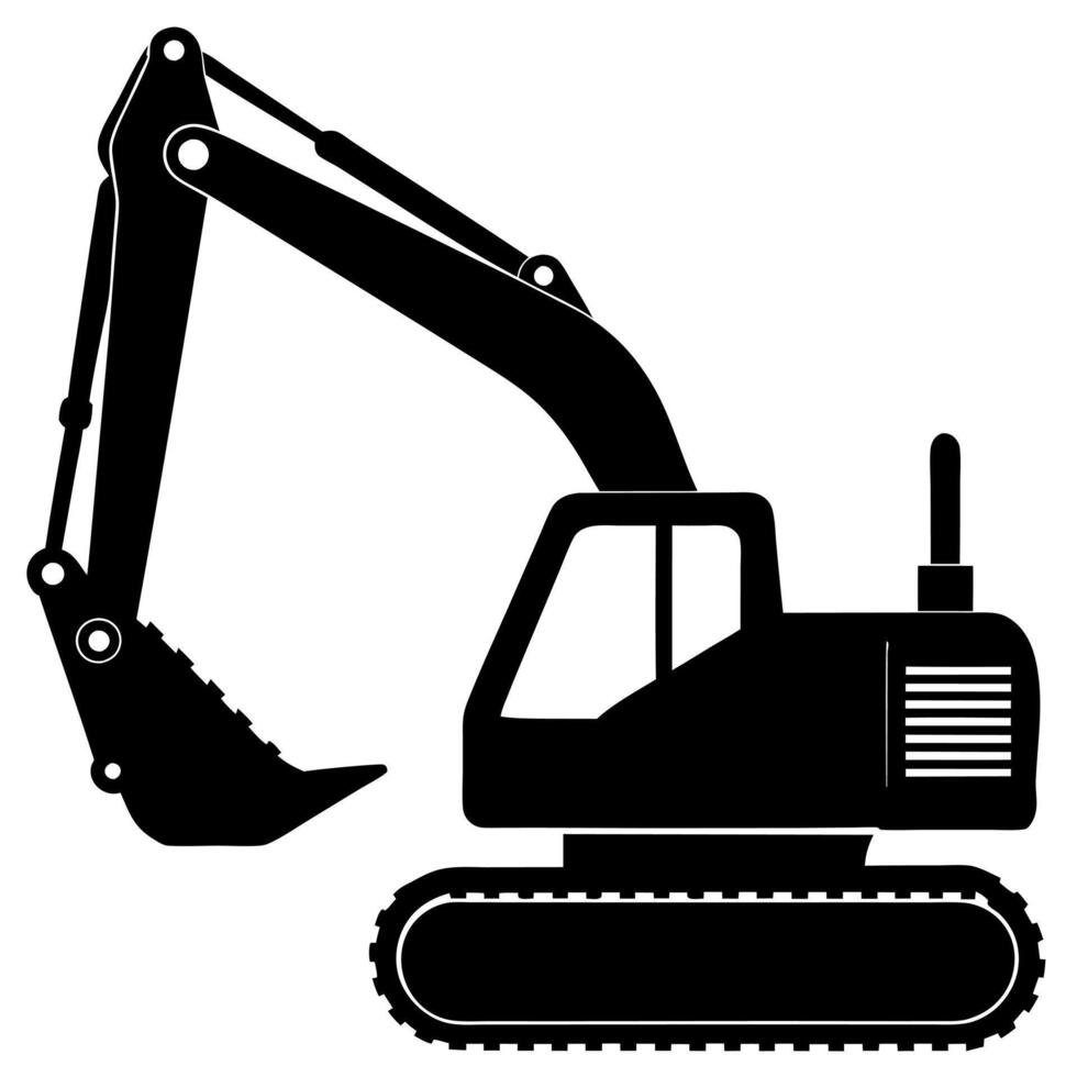 an excavator is shown in silhouette on a white background vector