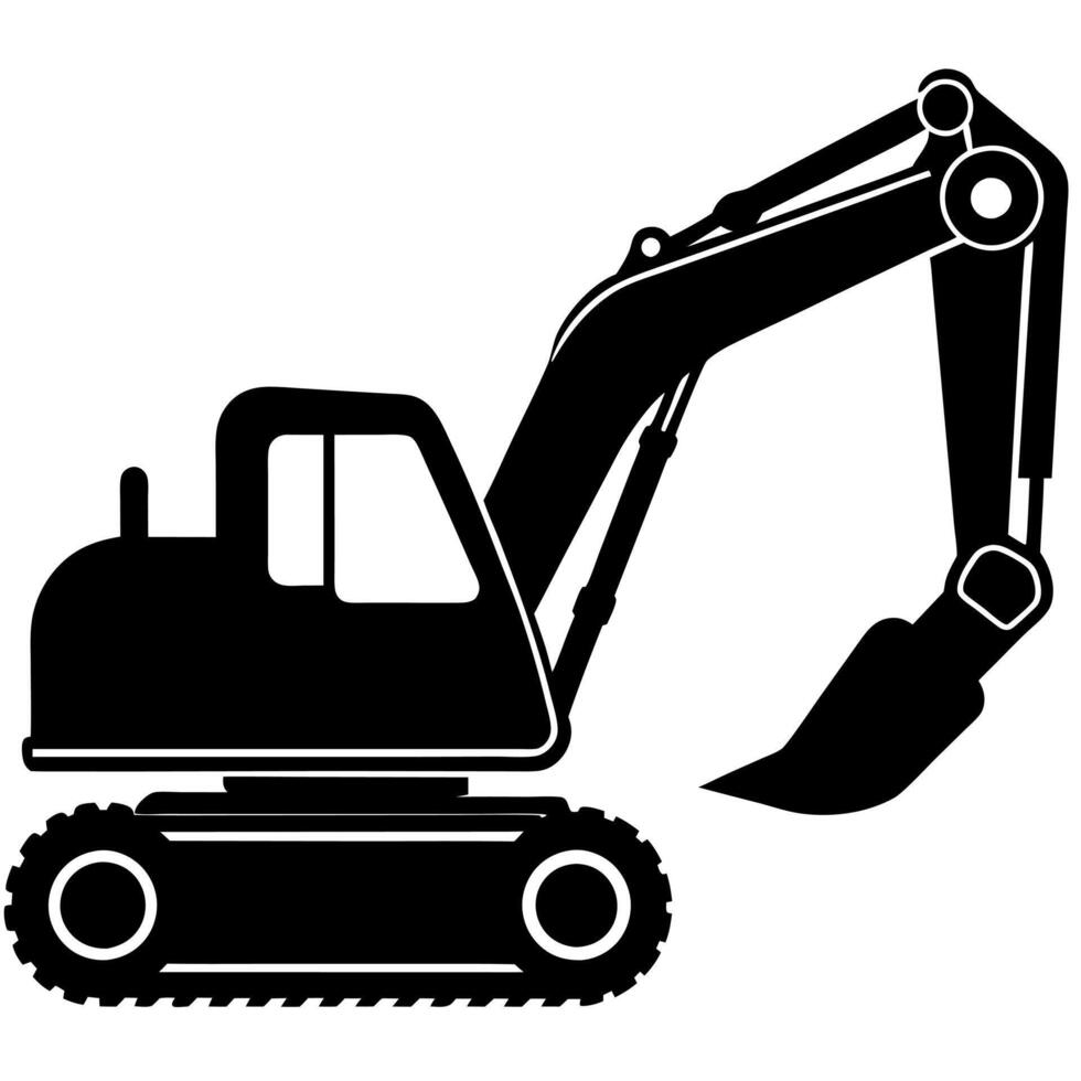 an excavator is shown in silhouette on a white background vector