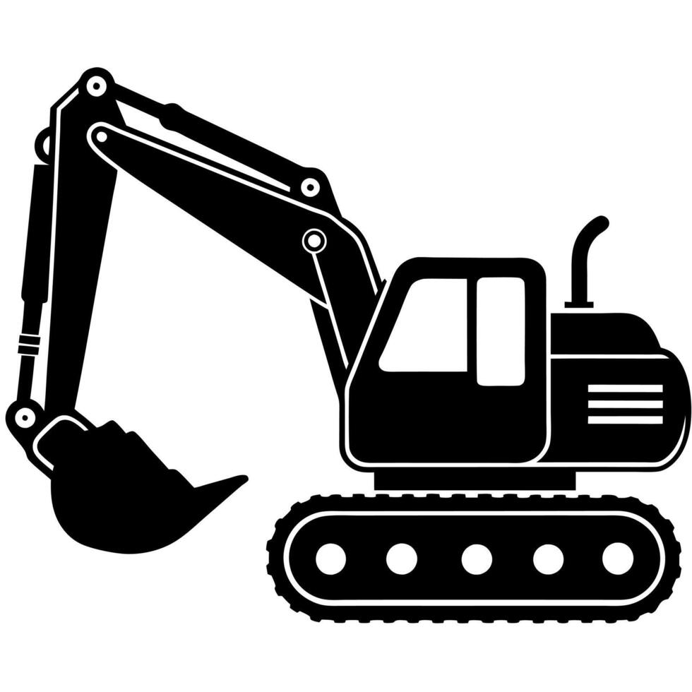 an excavator is shown in silhouette on a white background vector