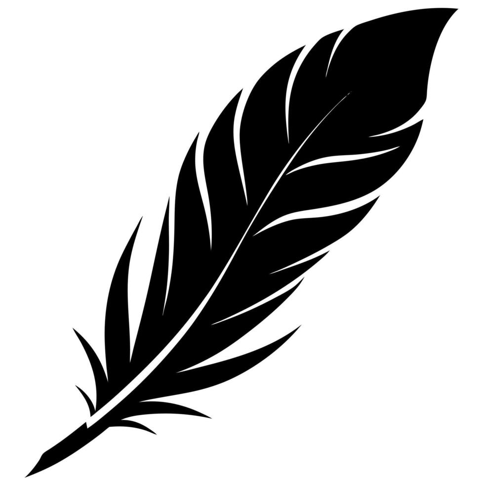 a black feather silhouette on a white background vector