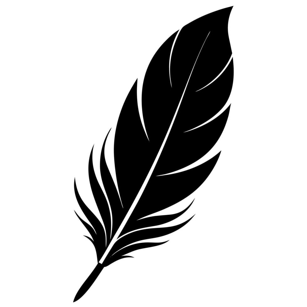 a black feather silhouette on a white background vector
