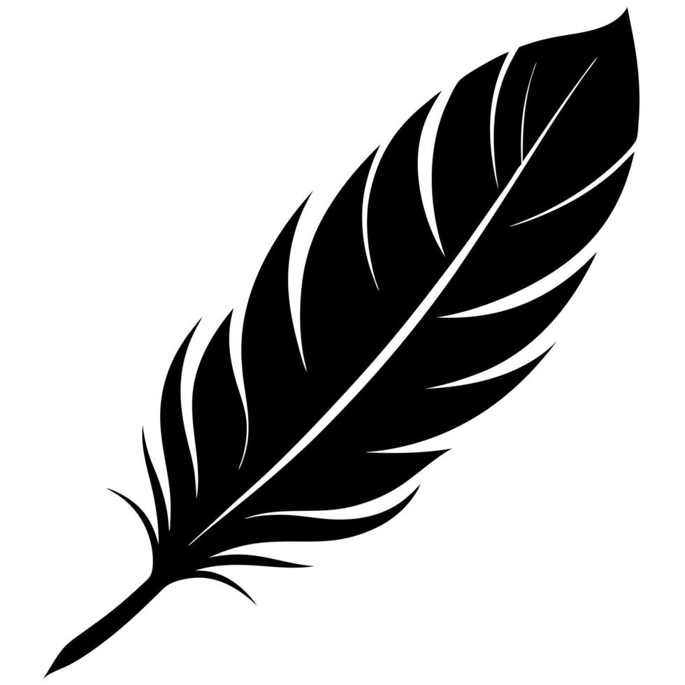 a black feather silhouette on a white background vector