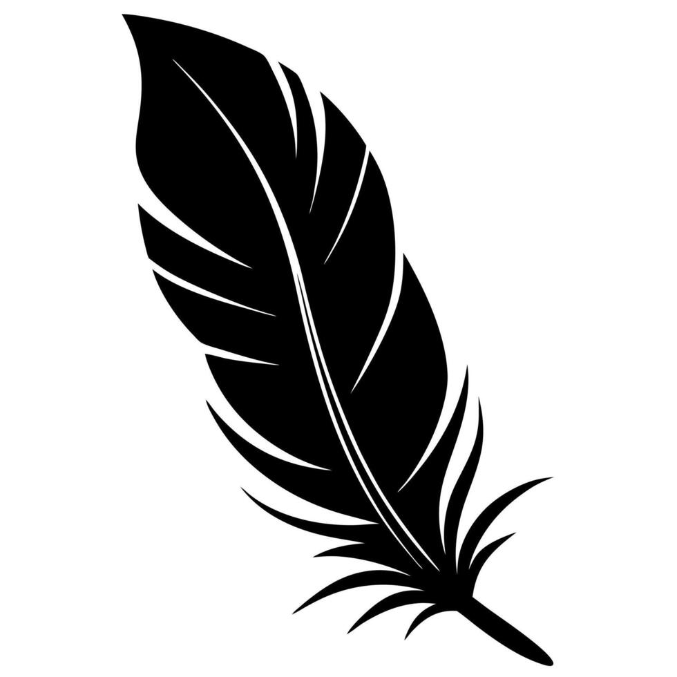 a black feather silhouette on a white background vector