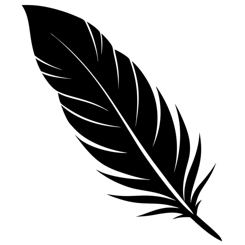 a black feather silhouette on a white background vector