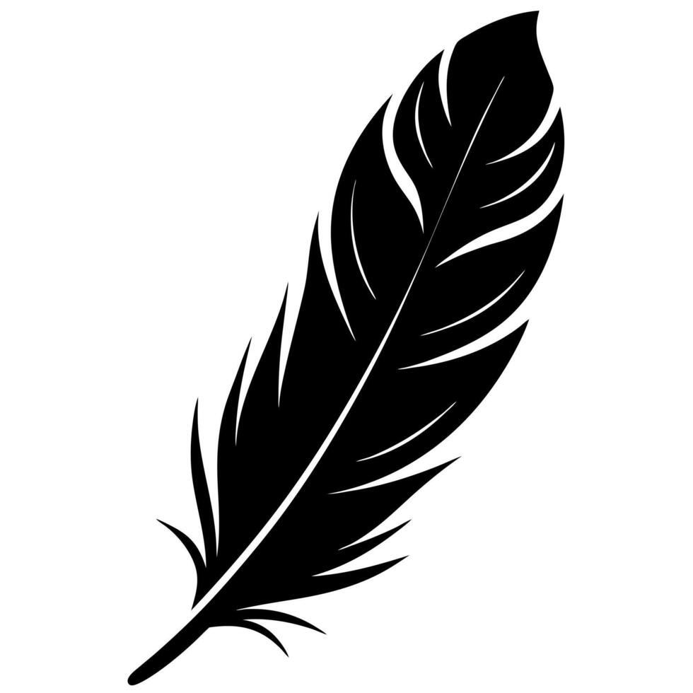 a black feather silhouette on a white background vector