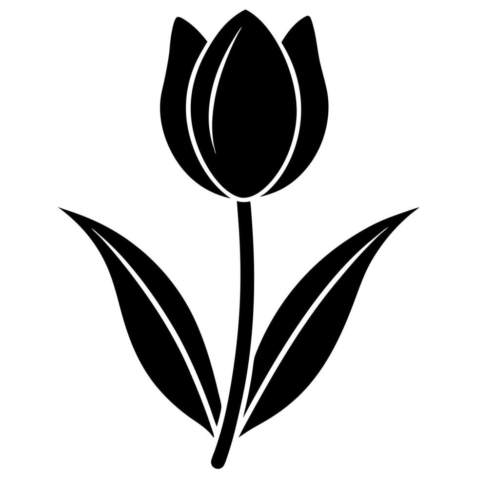 black and white illustration of a tulip vector
