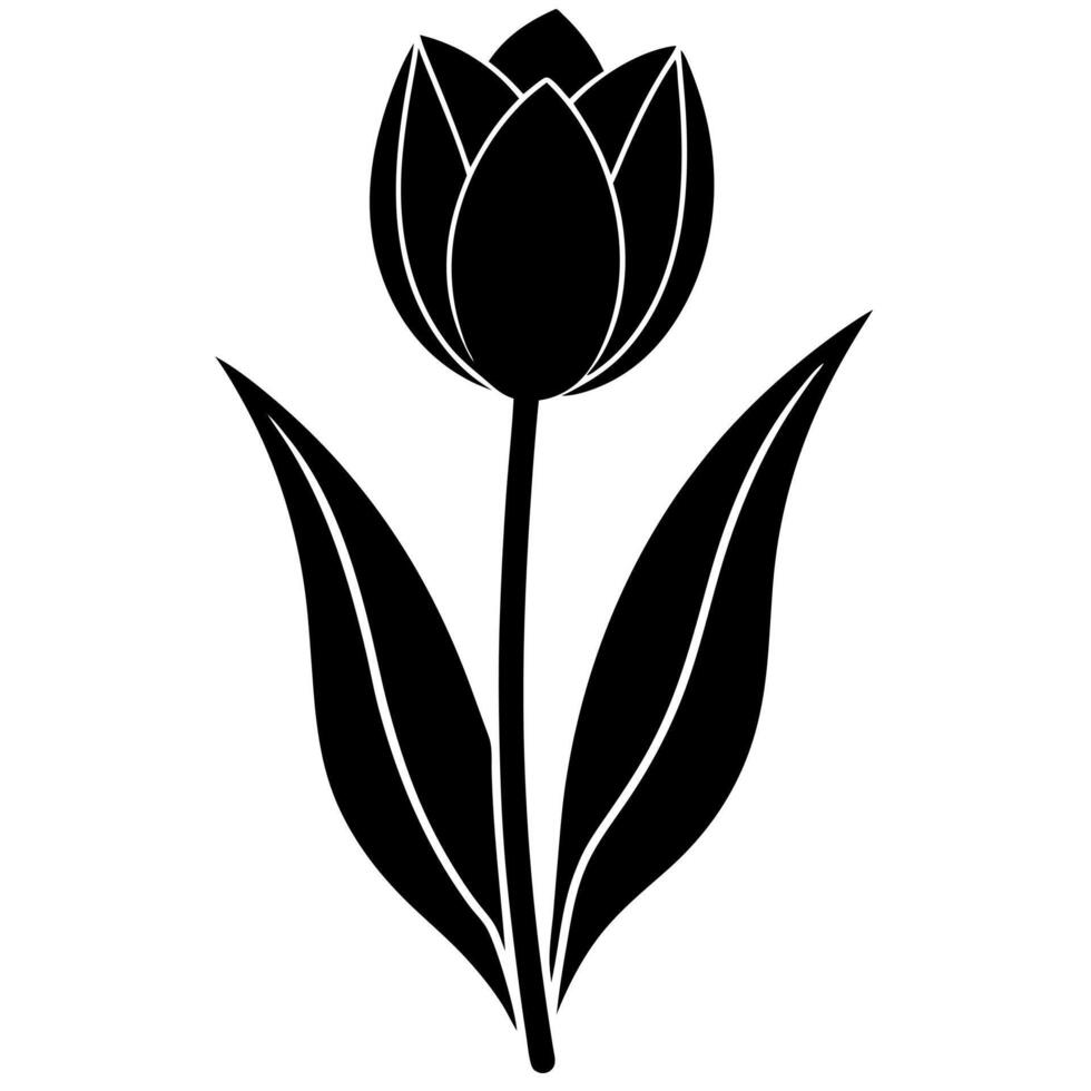 black and white illustration of a tulip 46832376 Vector Art at Vecteezy